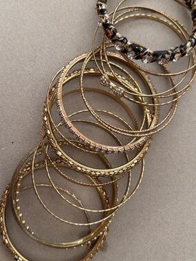 Gold-Tone Multi Bangle Bracelet Set for Women